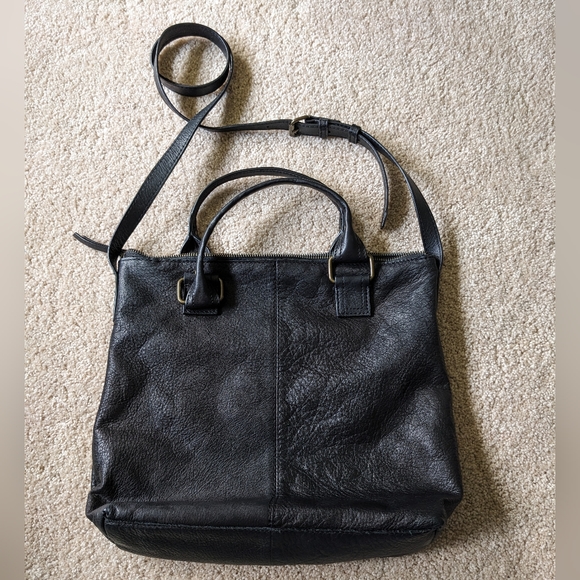 American Leather Co. Jamestown Black Double Top Handle Shoulder Crossbody Bag - Picture 2 of 16